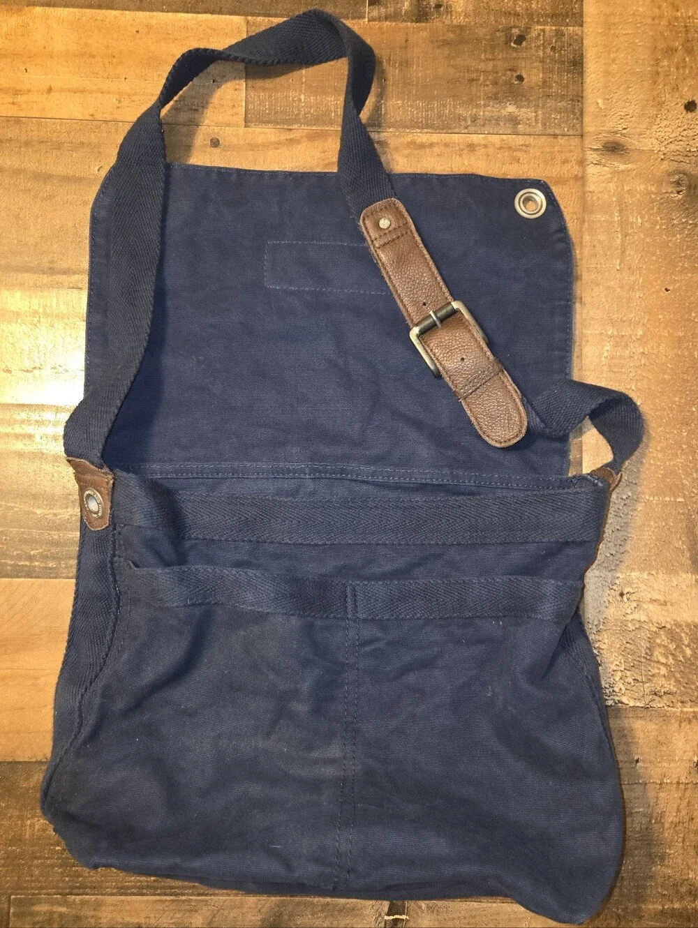 Vintage 90's ABERCOMBIE & FITCH Navy Blue Canvas Messenger Crossbody Bag Y2K A&F